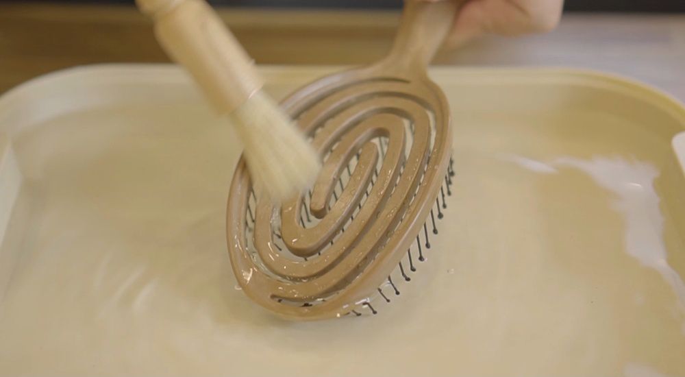 韓國 Yao - 鏤空頭皮按摩梳(兒童款)-泰迪熊-木紋色