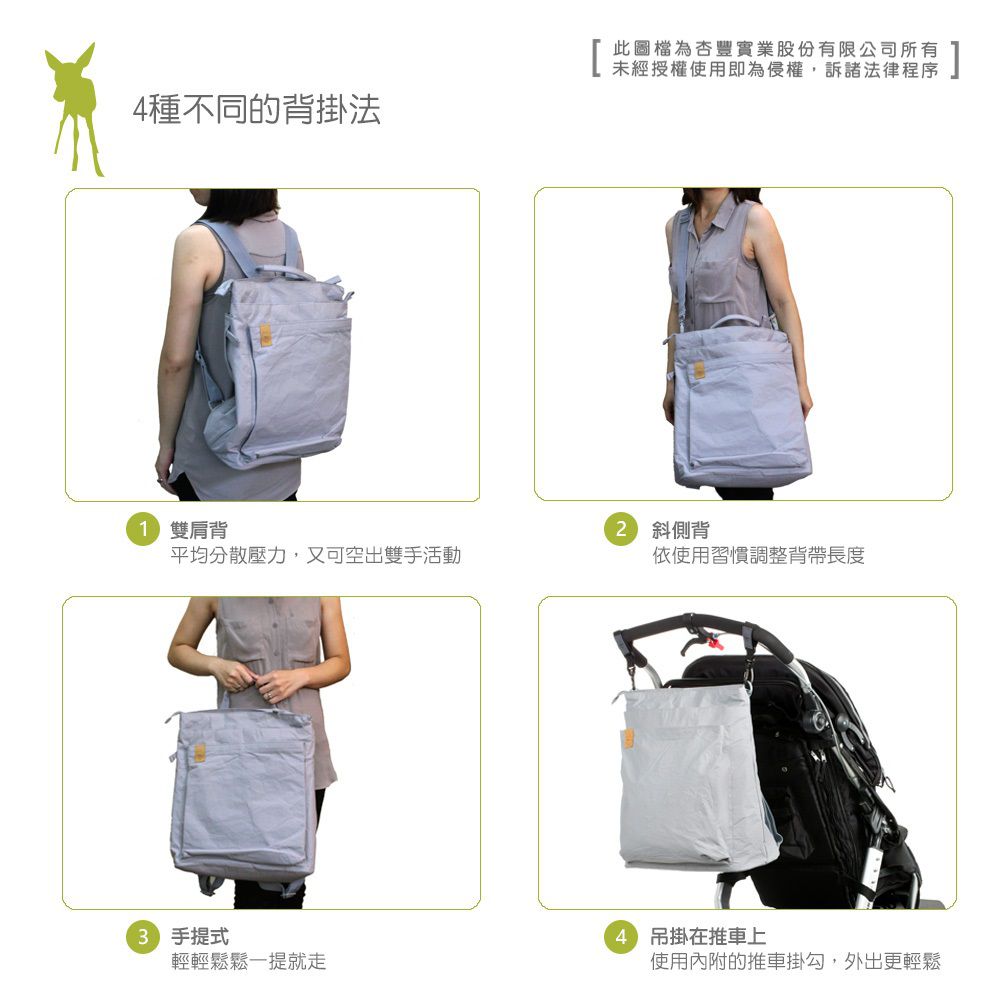 德國 Lassig - 復刻太空後背媽媽包-太空灰-含尿布墊+推車掛勾+保溫瓶收納包