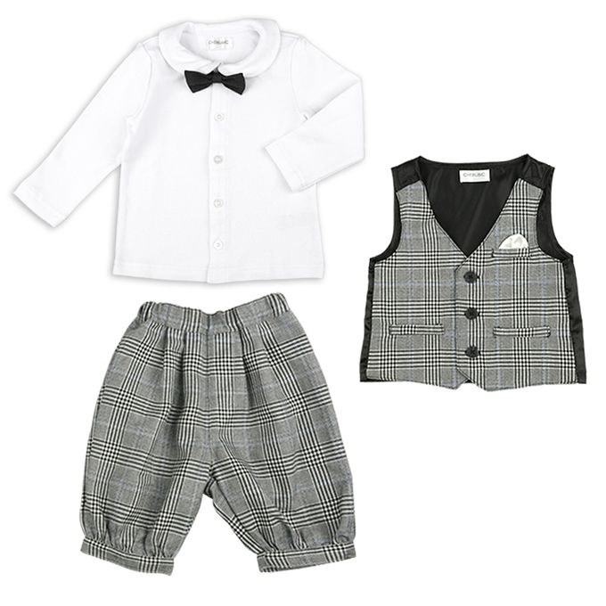 akachan honpo - 三件式西裝-附可拆卸領帶-灰色