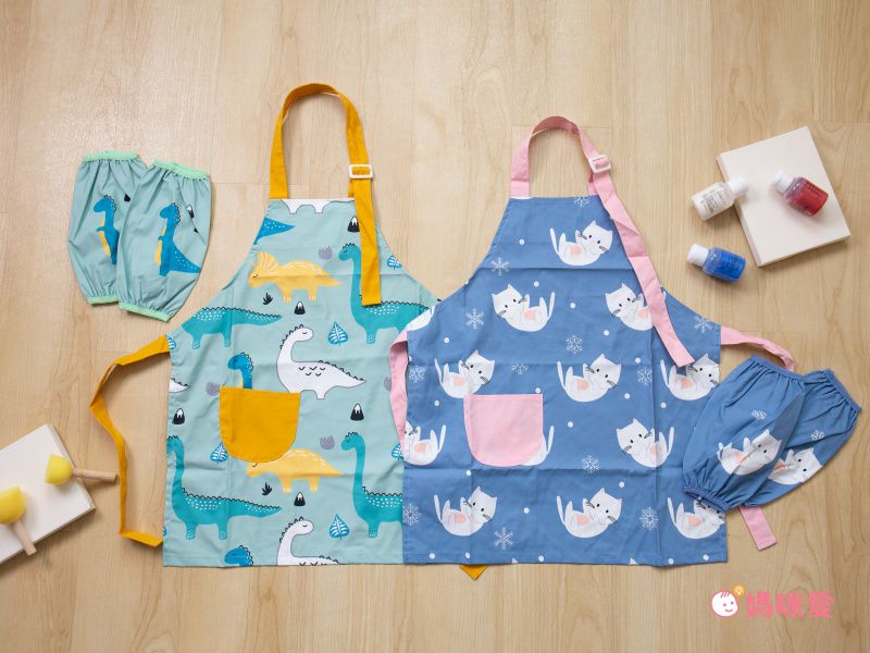 媽媽友 mamayo - kidzcrayon 幼童防潑水畫衣-粉兔兔(110碼/長袖)-粉 (110碼)