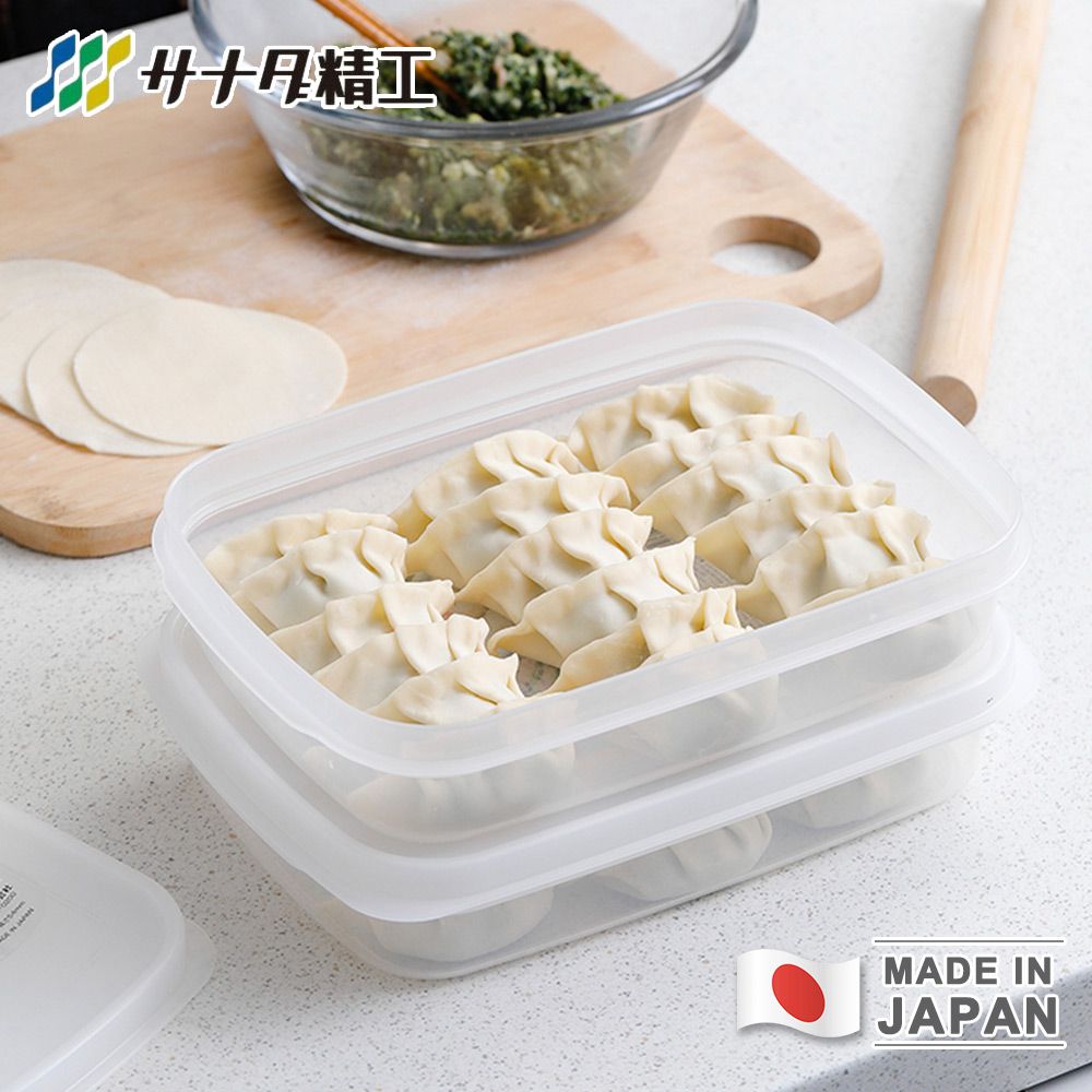 日本製扁型水餃專用冷凍保鮮盒1500ml -5入組