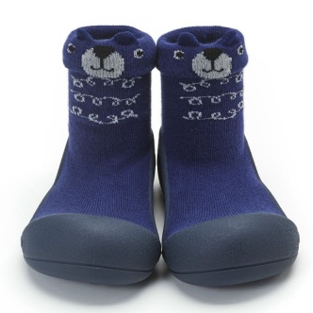 韓國 Attipas - 襪型學步鞋-深藍小熊
