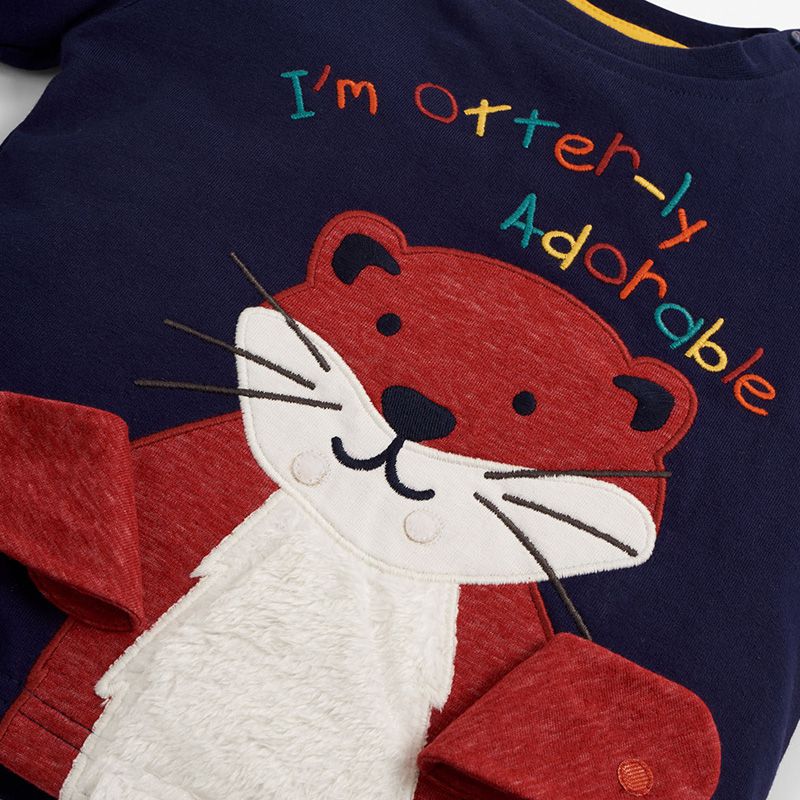 英國 JoJo Maman BeBe - 嬰幼兒100%純棉長袖上衣-可愛水獺 (2-3Y)