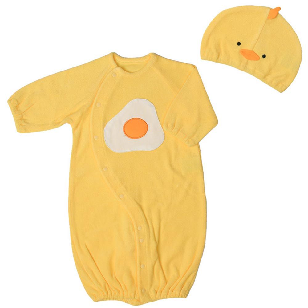 akachan honpo - 長袖造型連身衣-附帽子 小雞-黃色 (50~60cm)