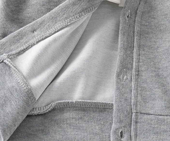 WELLKIDS - 假兩件翻領長袖開衫上衣-排球熊熊-灰色