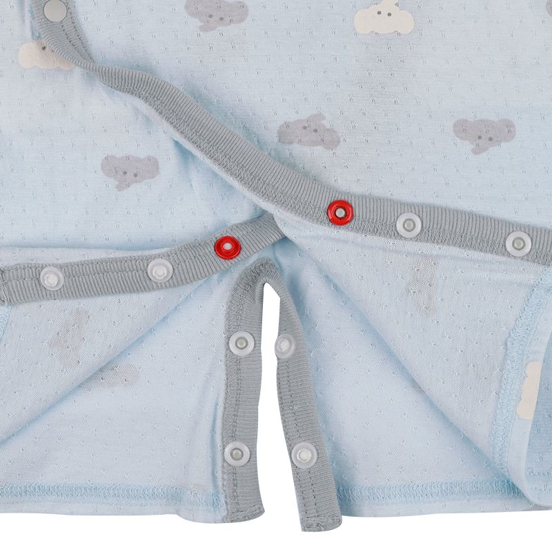 akachan honpo - 短袖連身衣-滿版印花-淺藍色 (50~60cm)