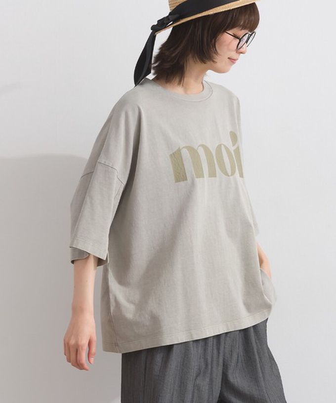 日本 Lupilien - 純棉復古刷色簡約落肩五分袖上衣-珊瑚橘