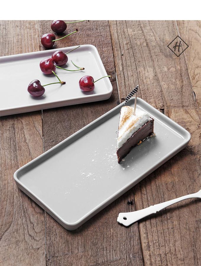 韓國 SSUEIM - LEED系列莫蘭迪陶瓷長方形淺盤Ｍ (白色)