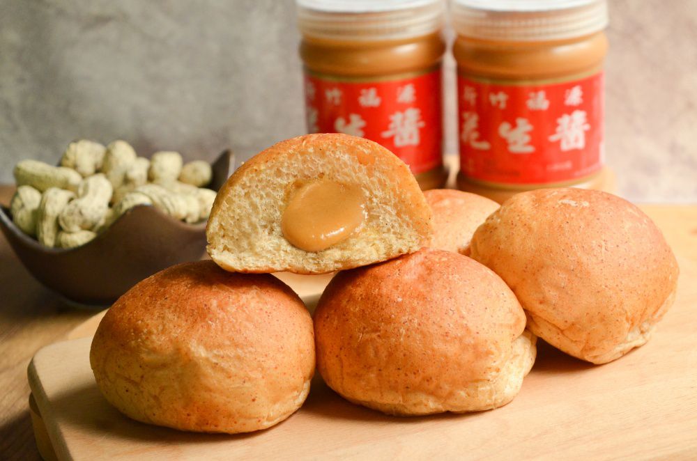 奧瑪烘焙 - 經典團購美食爆漿餐包人氣4包組(每包10顆）－老麵海鹽X1包、福源花生醬X1包、福源芝麻醬X1包、草莓奶油X1包