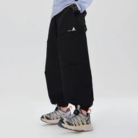 babybody - 防潑水腰鬆緊休閒運動束口長褲-A-黑色