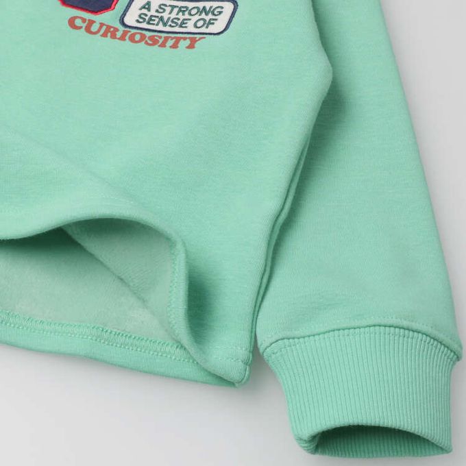 akachan honpo - 內裡刷毛寬版休閒上衣-黃綠色