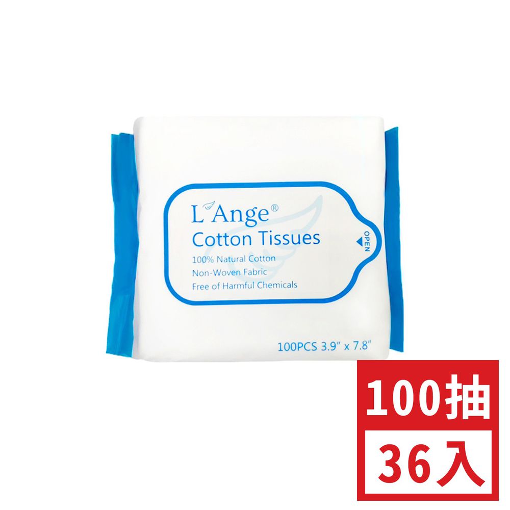 L'ange - 棉之境 抽取式純棉護理巾 (10x20cm)-100抽-36入