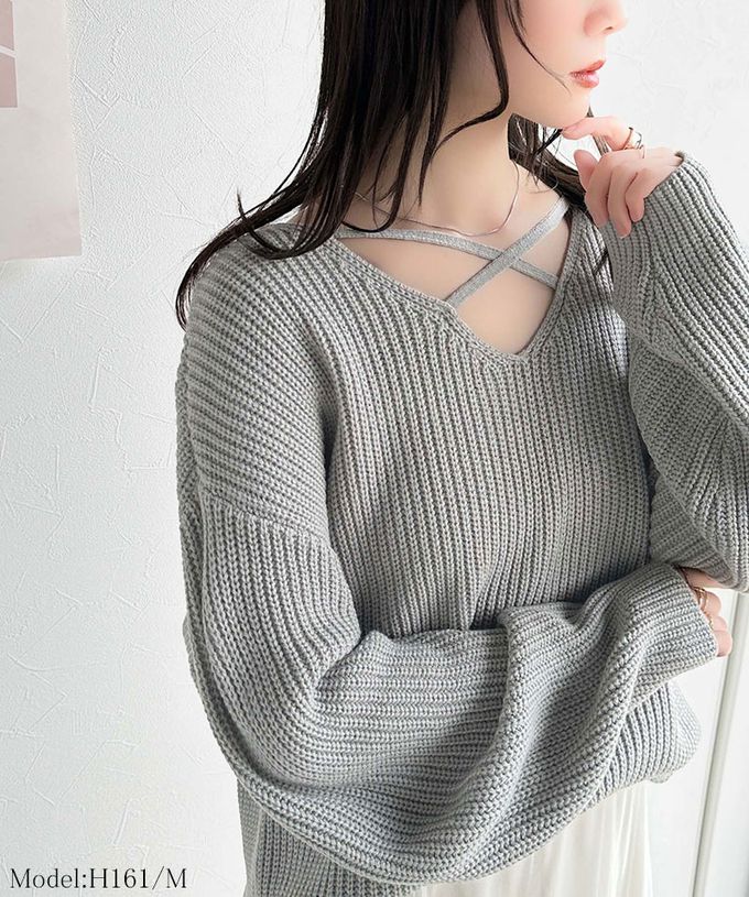 日本 Classical Elf - mily bilet 前後2way氣質粗針織上衣-黑