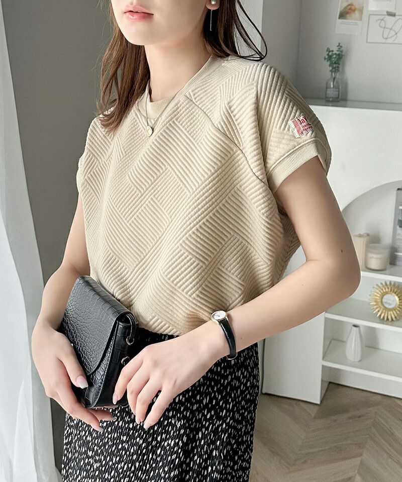 日本 Classical Elf - 個性幾何紋顯瘦法式袖上衣-經典黑