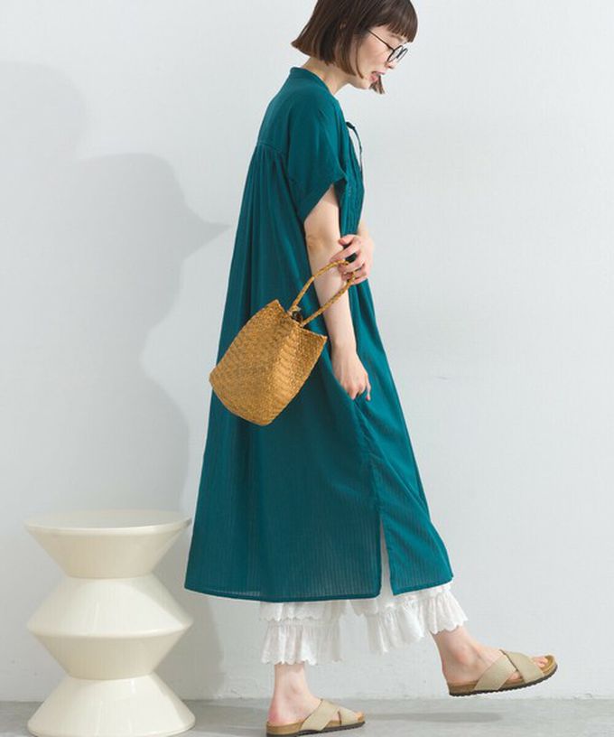 日本 Lupilien - 100%印度棉 細緻鏤空蝴蝶結短袖洋裝-黑