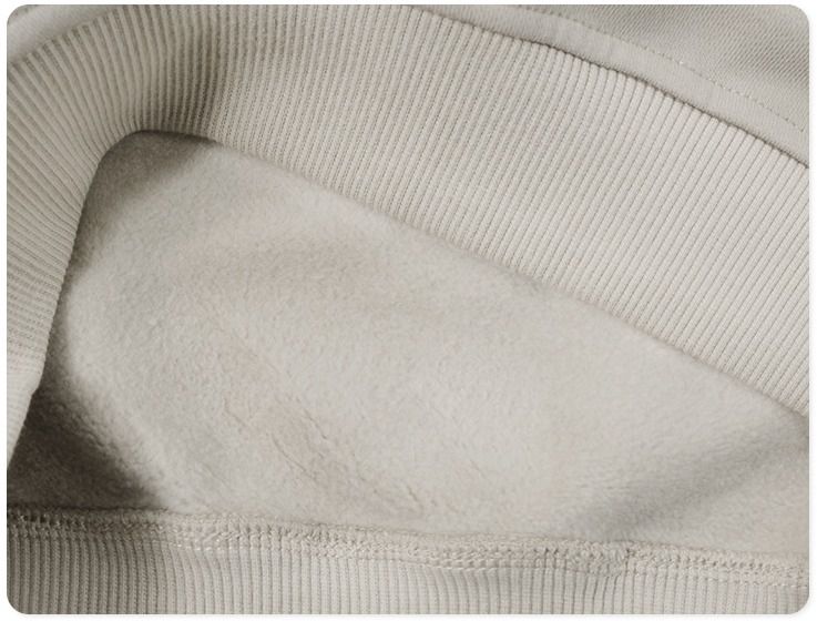 加絨混棉保暖大學T-英文字母-杏色