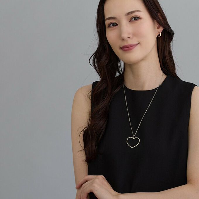 日本 Melody Accessory - 典雅心型2way長項鍊/眼鏡鍊-銀