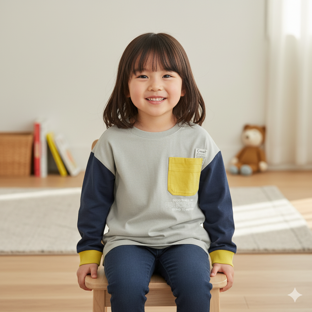 T恤-平織口袋-灰色