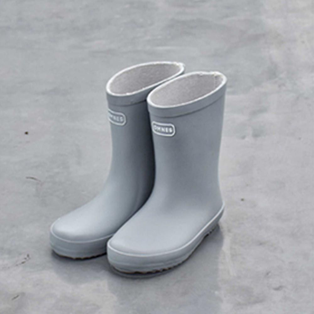 日本 OMNES - 歐風防滑橡膠兒童雨鞋-冰河灰