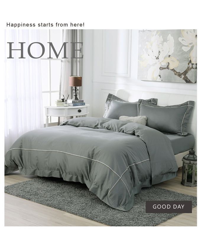 鴻宇 HongYew - 雙人薄被套 美國棉300織 純色刺繡-氣質灰