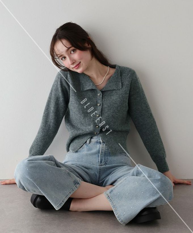 日本 BLUE EAST - 愛心蝴蝶結扣成熟甜美針織開襟衫-白 (M)