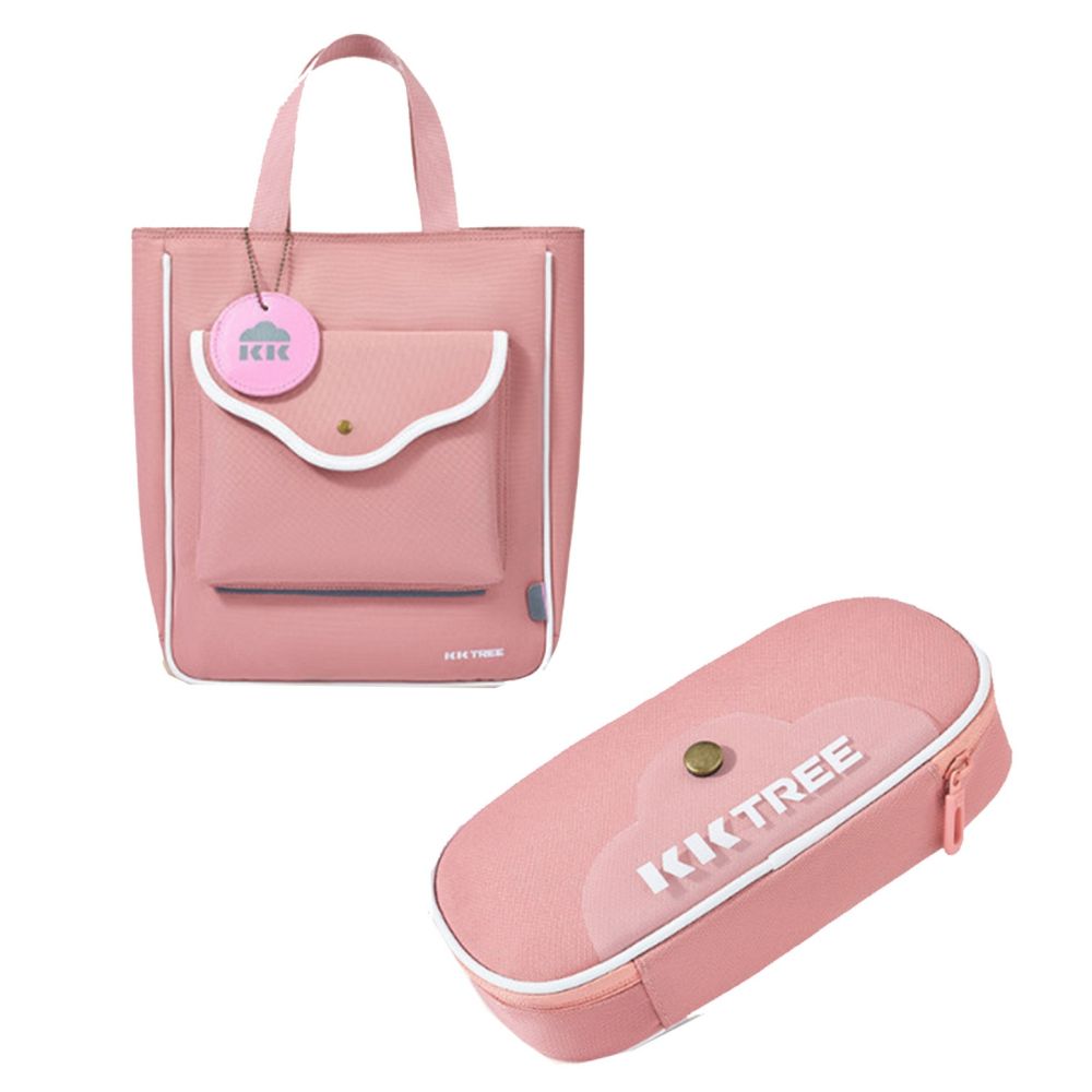 kocotree - 【超值組】簡約大容量斜跨包-粉色+筆袋-粉色