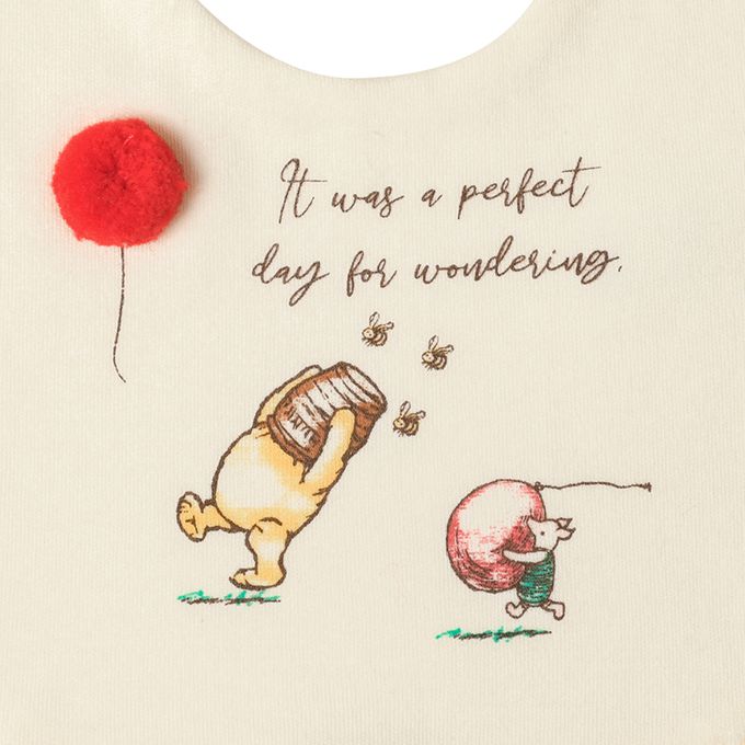 akachan honpo - 圍兜-復古小熊維尼-紅色 (長29cmｘ寬24cm)