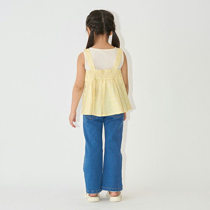 日本 Lycee mine - 100%棉 胸前蕾絲印花吊帶背心-小花-淺綠