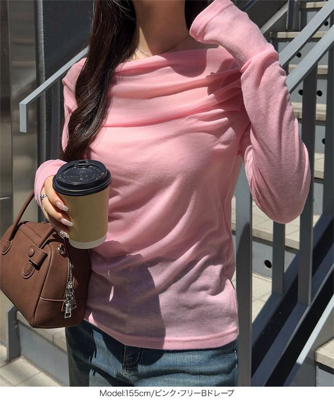 日本 Kobe Lettuce - 透膚感時尚皺摺長袖上衣-(可選領)-白