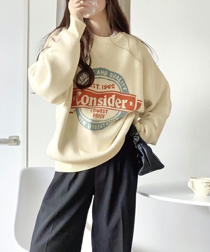 日本 Classical Elf - Java 4WAY印花厚磅針織上衣-左胸棕色LOGO-杏