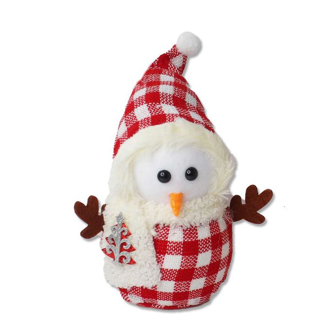 MODACore 摩達客 - 22cm蘇格蘭布聖誕雪人玩偶擺飾