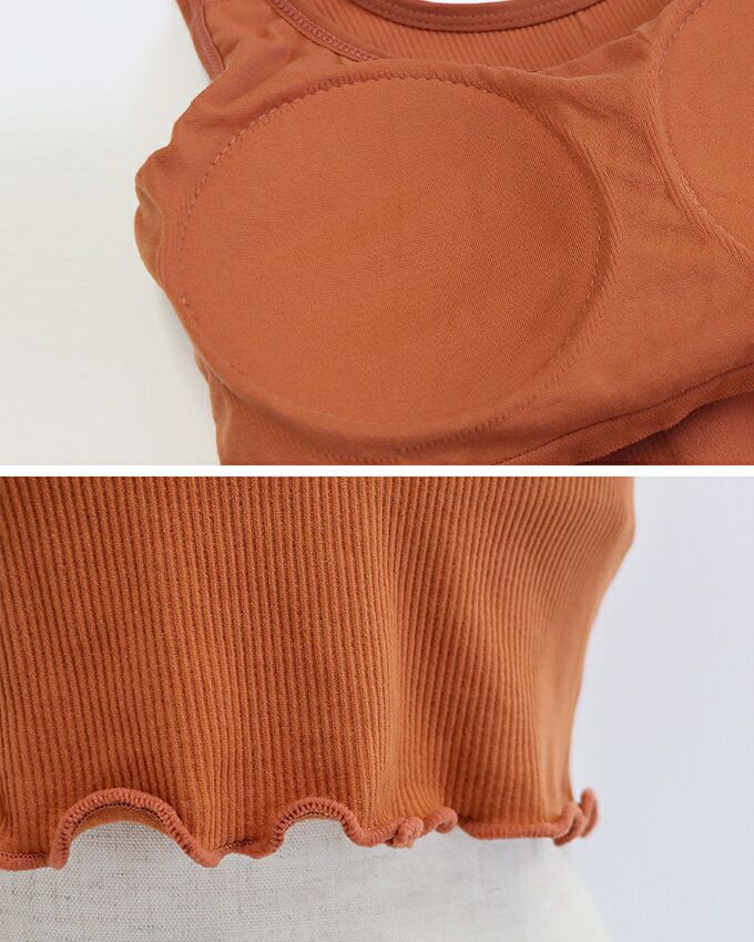 日本 BLUE EAST - 短版無袖背心/上衣(附Bra)-米杏