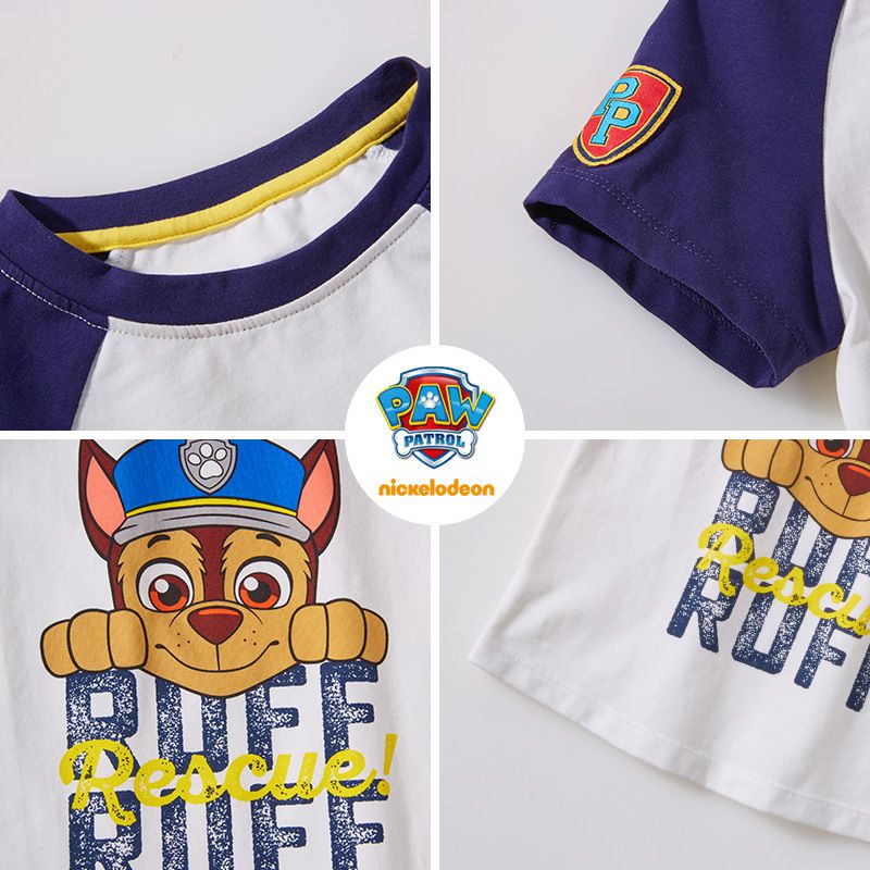 汪汪隊棉質圓領短袖上衣-卡通人物阿奇-深藍+白