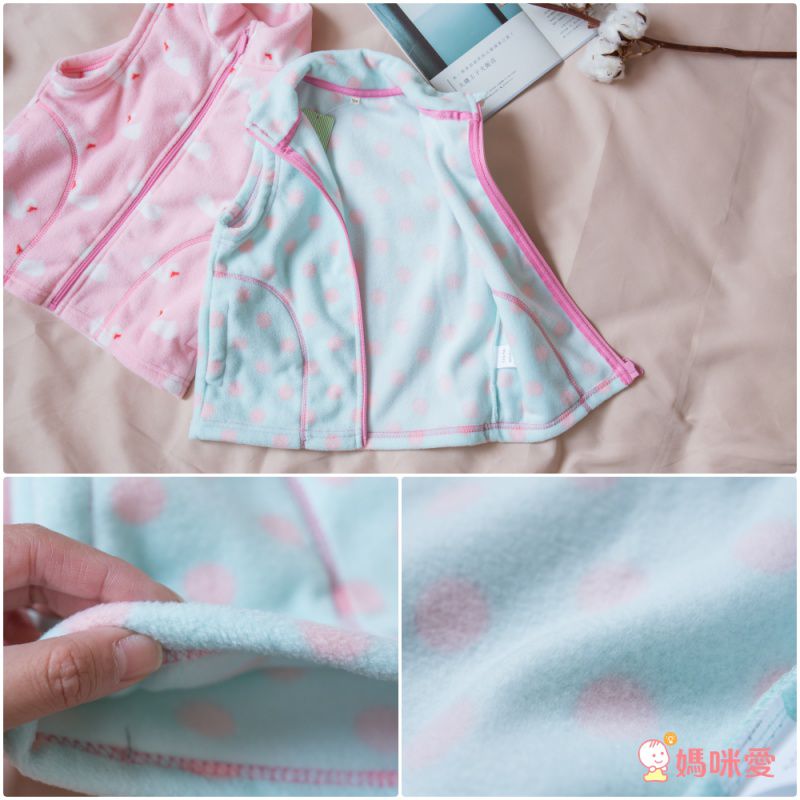 Fleece搖粒絨兒童背心-波紋愛心