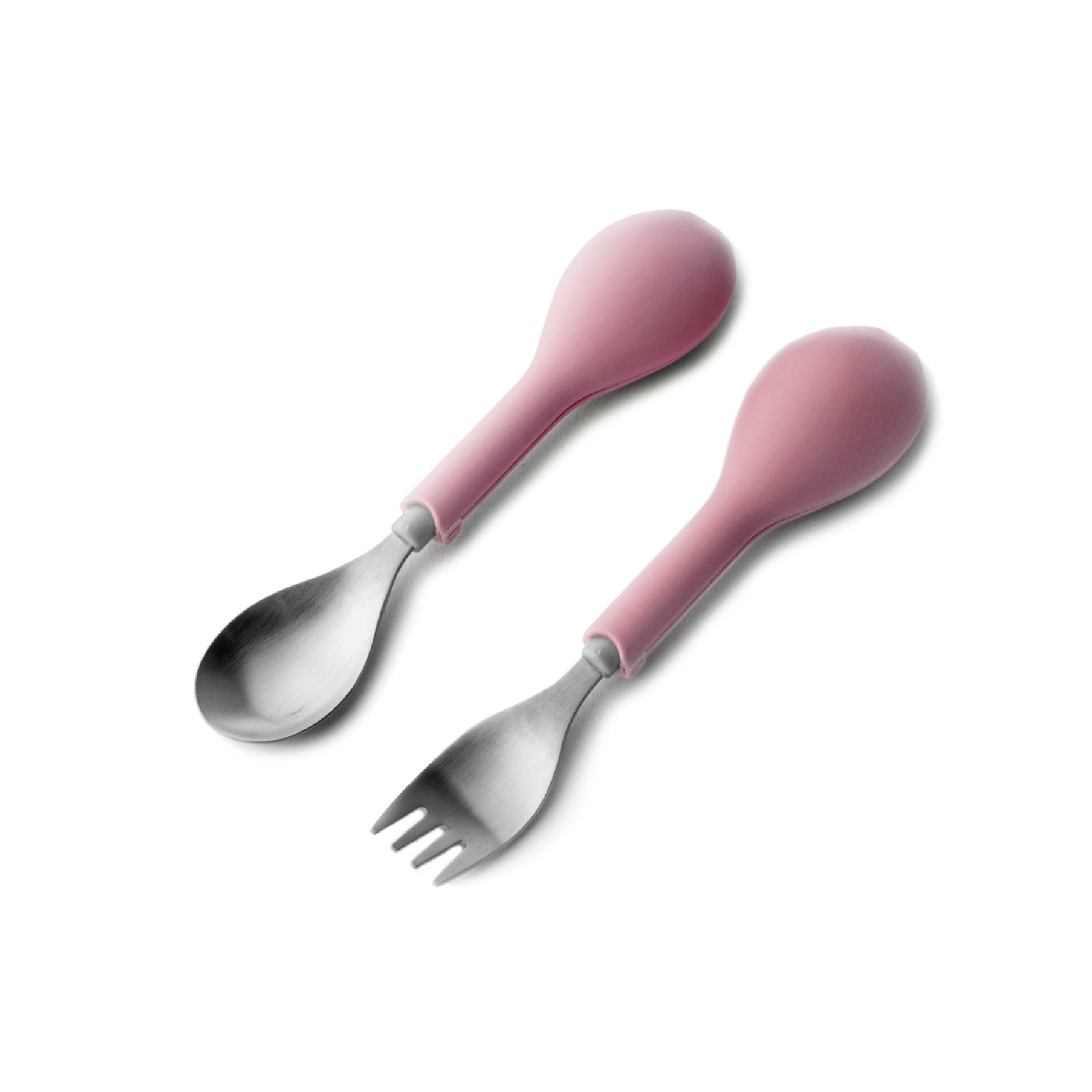 FlipGo - 翻滾吧湯叉組-湯匙+叉子-氣質粉