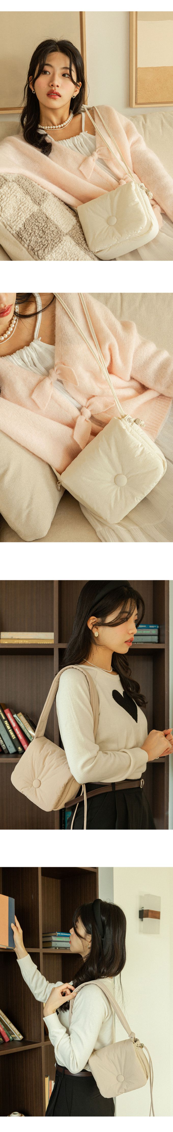 韓國 ithinkso - 雲朵掀蓋方形肩背/斜背包-黑 (19X15X7.5CM)