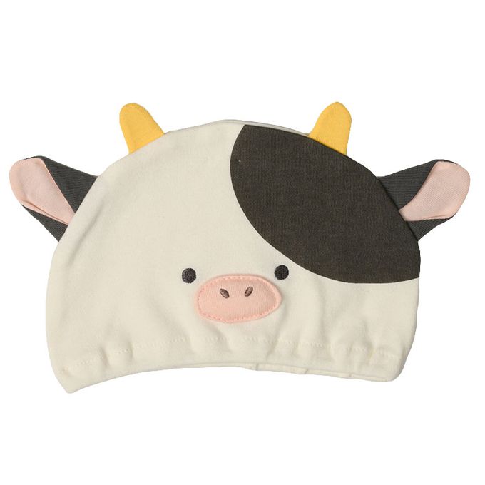 akachan honpo - 長袖造型連身衣-附帽子 牛-米白色 (50~60cm)