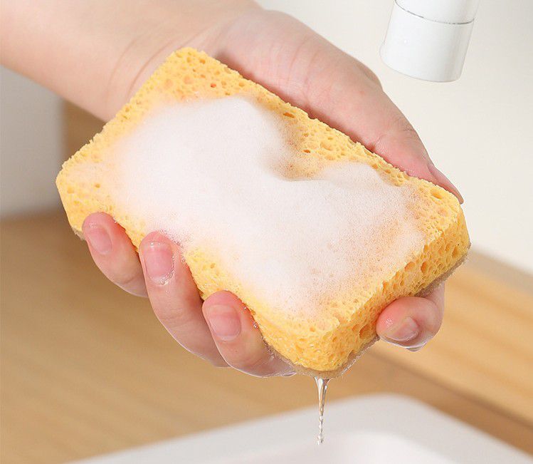 天然木漿棉椰絲海綿清潔刷-雙面-橘色