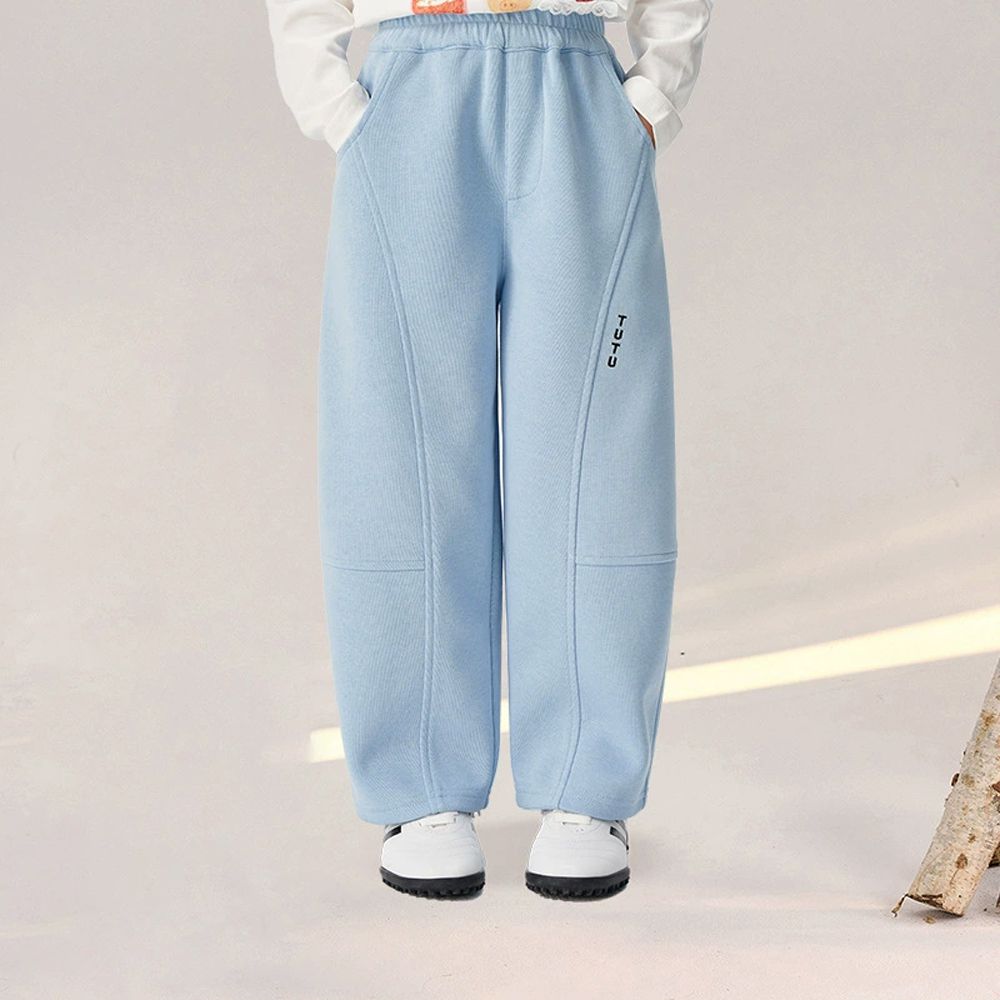 舒適百搭休閒長褲/彎刀褲-藍色