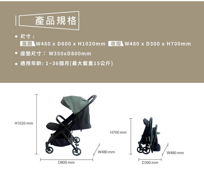 Miniris - Miniris Ⅱ 都會型秒收嬰兒手推車-經典黑