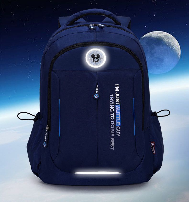 大容量多隔層輕量書包-卡通人物米奇-黑色 (建議身高130-150cm)