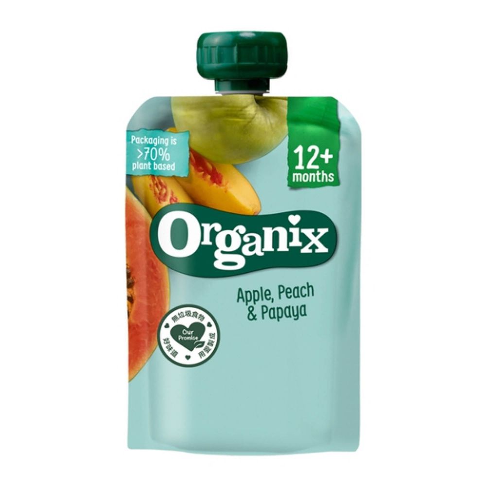 英國Organix - 水果纖泥-蘋果蜜桃木瓜-100g