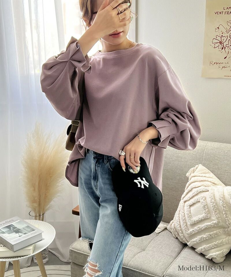 日本 Classical Elf - 100%棉 船領顯瘦糖果袖上衣-冰河灰