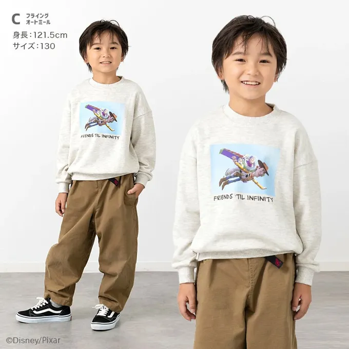 日本 Chil2 - 限定聯名 縮口印花長袖上衣-玩具總動員-好夥伴-水藍