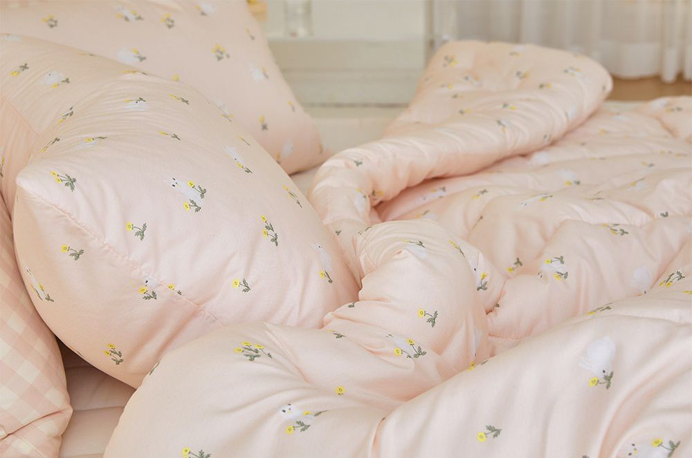 韓國 Maatila - 可水洗超細纖維桃皮感四季被-粉紅小兔