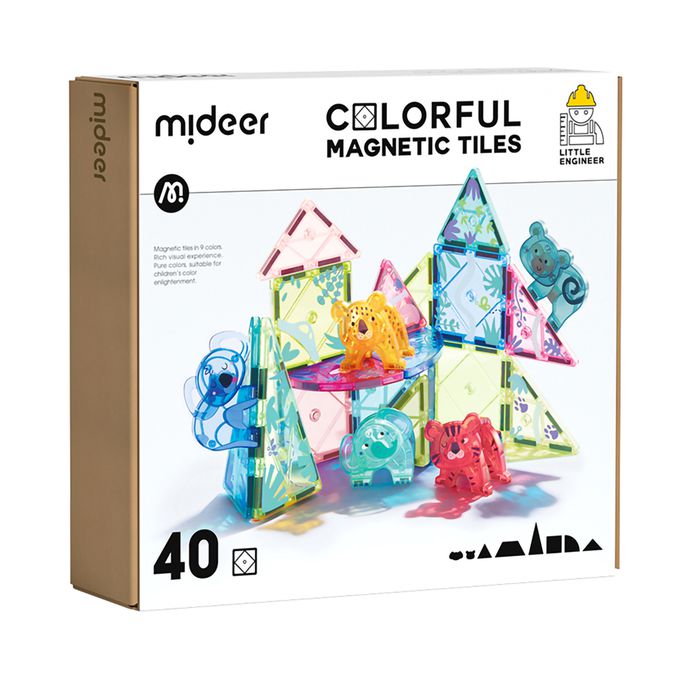 MiDeer - 多彩透光磁力片-動物叢林(40PCS)