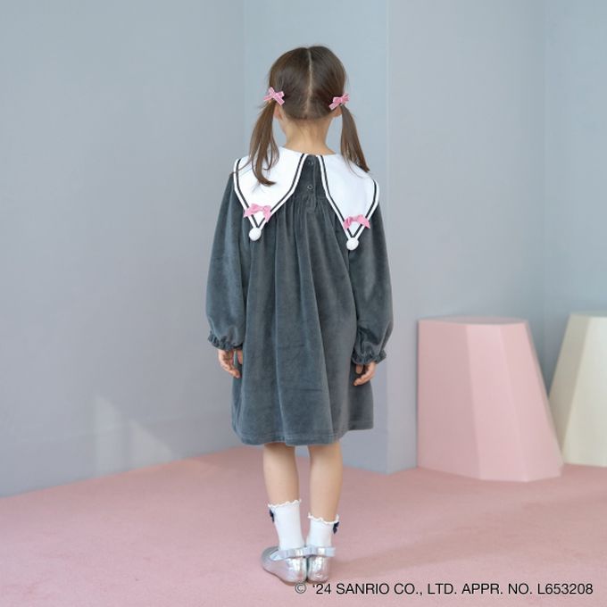 日本 Lycee mine - 聯名款 造型領奢華絨面長袖洋裝-酷洛米-薰衣草