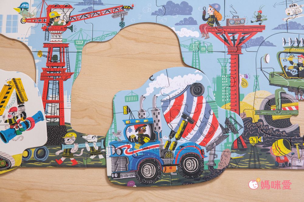 Banana Panda - 超長地板拼圖-建築工地4合1-40片
