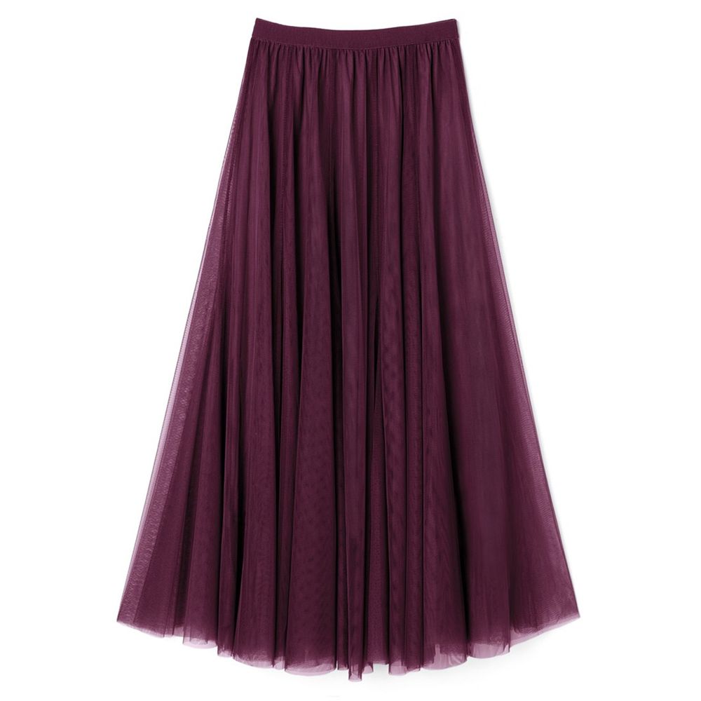 日本 GRL - 飄逸顯瘦雙層傘紗裙-紫羅蘭 (M)