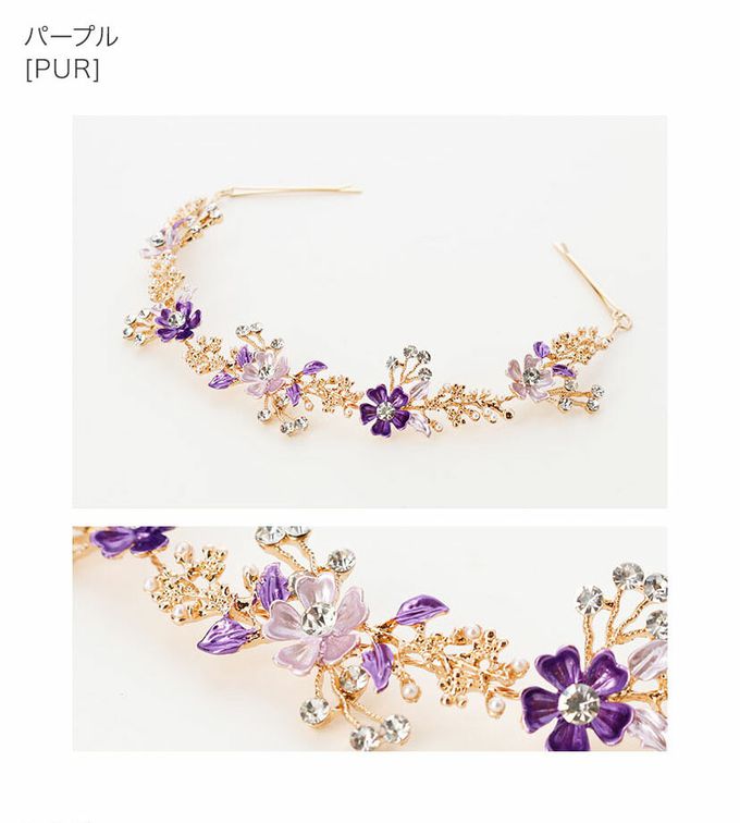 日本 Catherine Cottage - 細緻水鑽感花仙子造型髮箍-藍綠